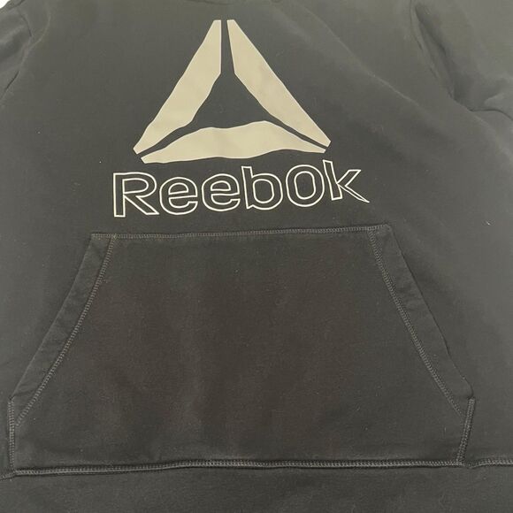 Reebok 2XL Black Pullover Hoodie Big Logo Gym Streetwear Unisex - Picture 10 of 10